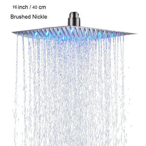 Open image in slideshow, Luxury Chrome LED Rainfall Shower Head
