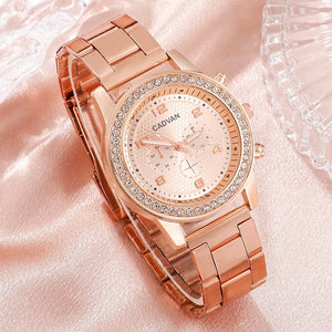 Rose Gold Luxury Quartz Watch/Bracelet Set