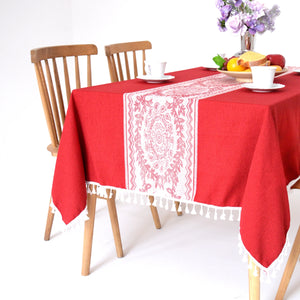 Open image in slideshow, Christmas Table Cloth  With Tassels
