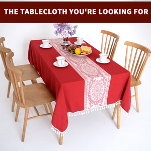 Christmas Table Cloth  With Tassels