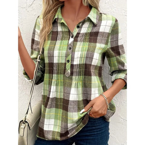 Open image in slideshow, Women&#39;s Plus Size  Plaid Blouse
