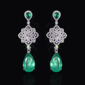 Luxury Vintage Imitated Emerald  Dangle Earrings