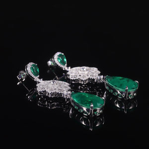 Luxury Vintage Imitated Emerald  Dangle Earrings