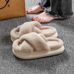 Open image in slideshow, Women Fluffy Fur Home Slippers
