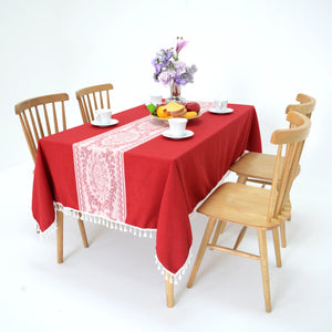 Christmas Table Cloth  With Tassels