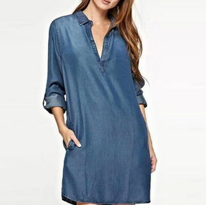 Fashion Denim Shirt Dress