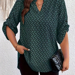 Ladies Plus Size Fashion Print Blouse