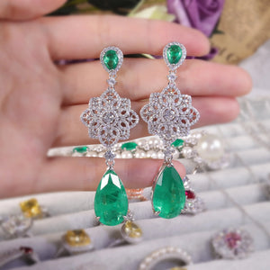 Luxury Vintage Imitated Emerald  Dangle Earrings