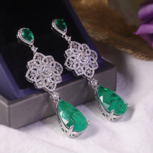 Luxury Vintage Imitated Emerald  Dangle Earrings