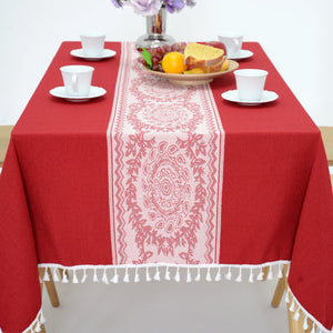 Christmas Table Cloth  With Tassels