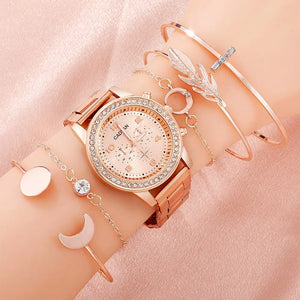 Rose Gold Luxury Quartz Watch/Bracelet Set