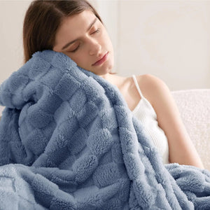 Ashley Blue Soft Cozy Fleece Blanket