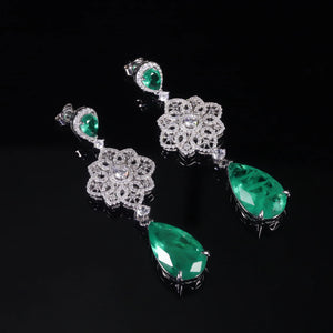 Luxury Vintage Imitated Emerald  Dangle Earrings